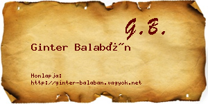 Ginter Balabán névjegykártya